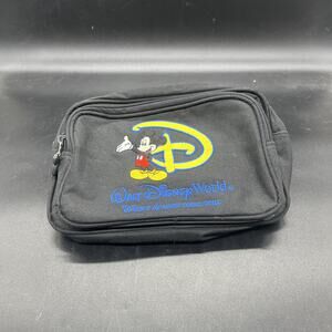 Walt Disney World Black Waist Fanny Pack Crossbody Combo Embroidered Purse